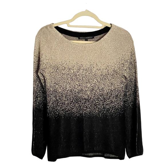 WHBM Black & Gold Metallic Ombre Lurex Pullover Sweater Size Small ✨🖤🥂 - Picture 4 of 12